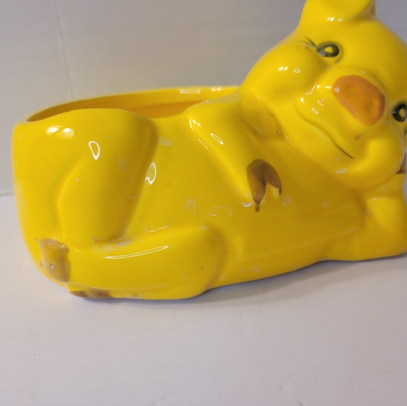 Adorable Vintage Yellow Pig Dish, Planter 😍 D4 - Picture 7 of 8